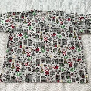 Smart Scrubs Festive Holiday Print Top